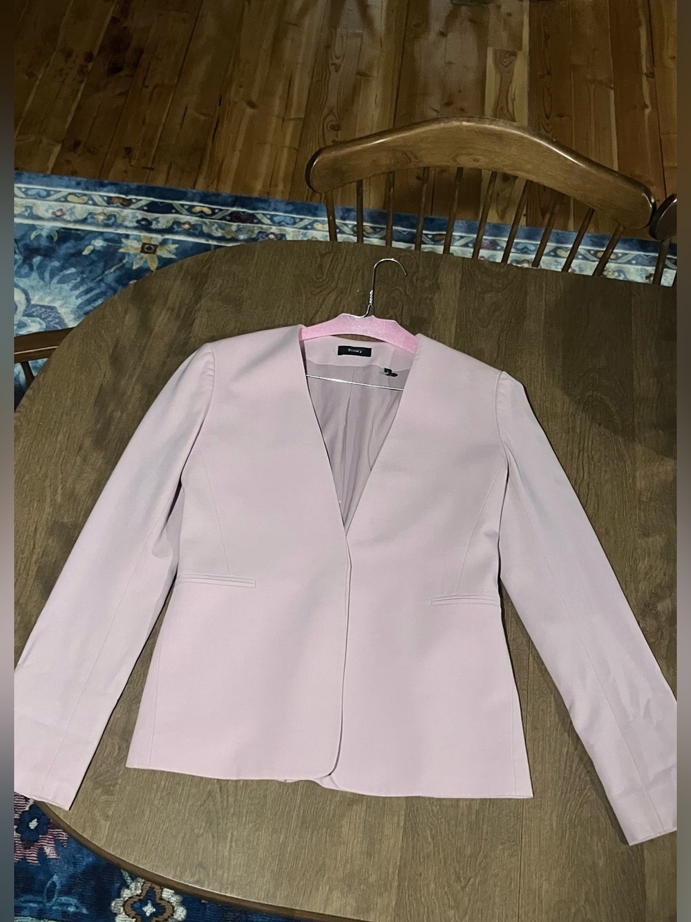 Theory Blush Pink Open-Front Wool Blazer